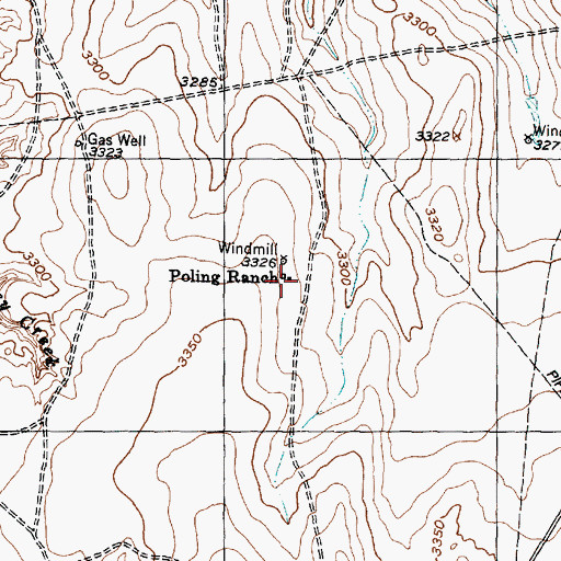 Topographic Map of Poling Ranch, TX