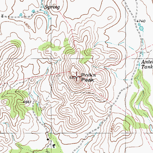 Topographic Map of Polks Peak, TX