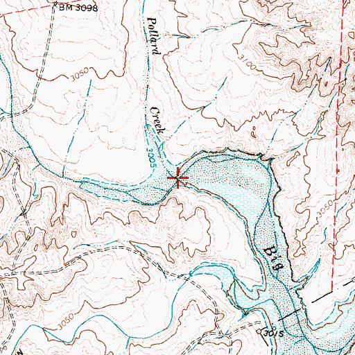 Topographic Map of Pollard Creek, TX