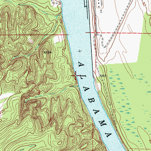 Topographic Map of Lisbon Landing (historical), AL