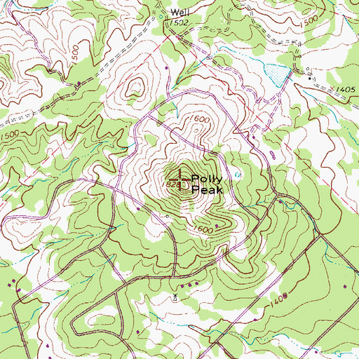 Topographic Map of Polly Peak, TX