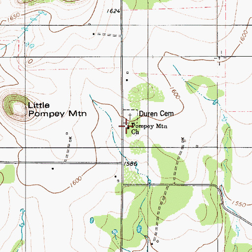 Topographic Map of Pompey Mountain Church, TX