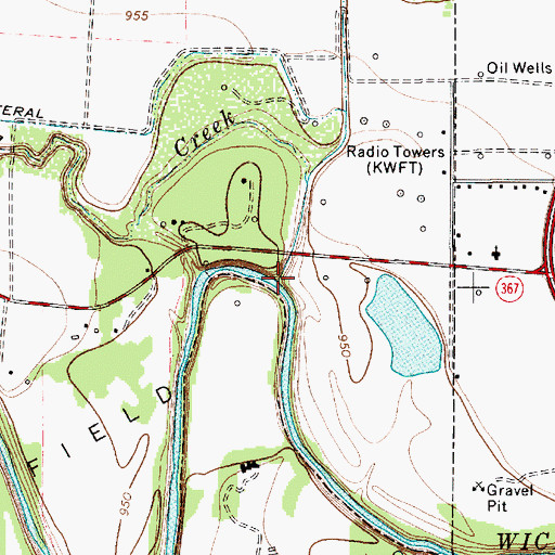 Topographic Map of Pond Creek, TX