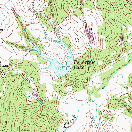 Topographic Map of Ponderosa Lake, TX