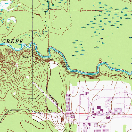 Topographic Map of Lower Bridge (historical), AL
