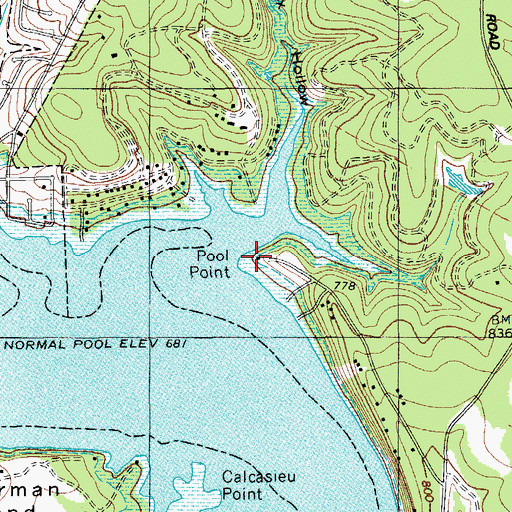 Topographic Map of Pool Point, TX