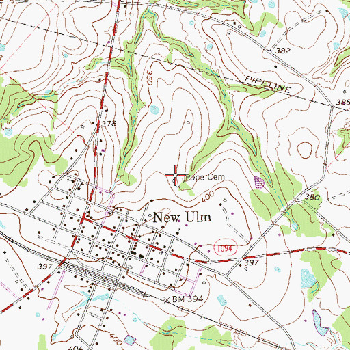 Topographic Map of Pope Cemetery, TX