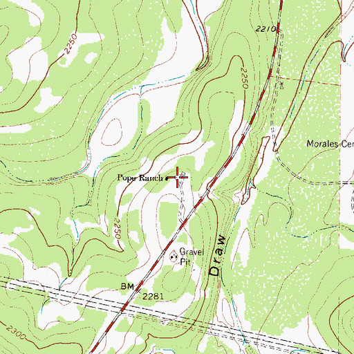 Topographic Map of Pope Ranch, TX