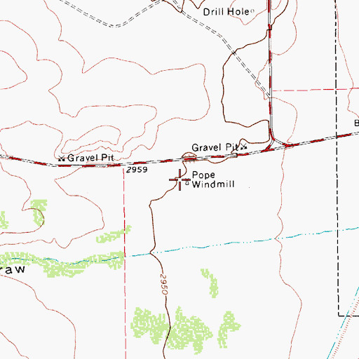 Topographic Map of Pope Windmill, TX
