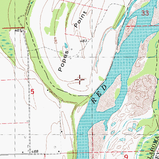 Topographic Map of Popes Point, TX