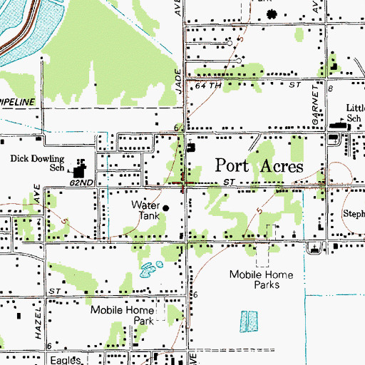 Topographic Map of Port Acres, TX
