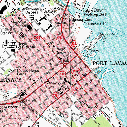 Topographic Map of Port Lavaca, TX