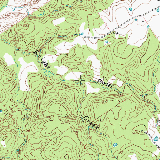 Topographic Map of Porter Branch, TX