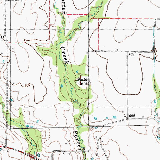 Topographic Map of Porter Cemetery, TX