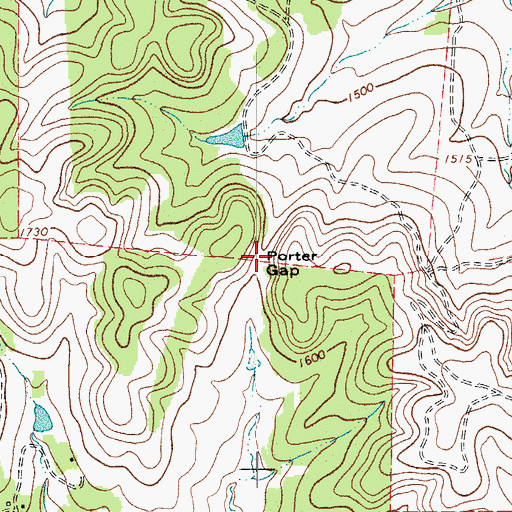Topographic Map of Porter Gap, TX