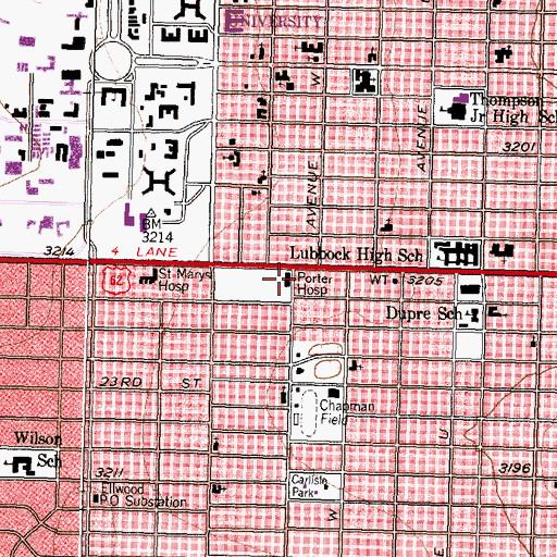 Topographic Map of Porter Hospital, TX