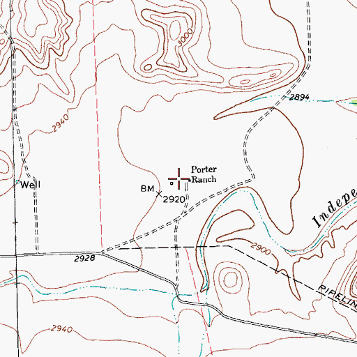 Topographic Map of Porter Ranch, TX