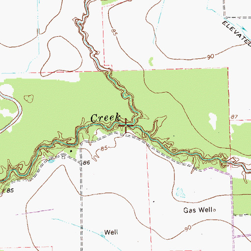 Topographic Map of Porters Creek, TX