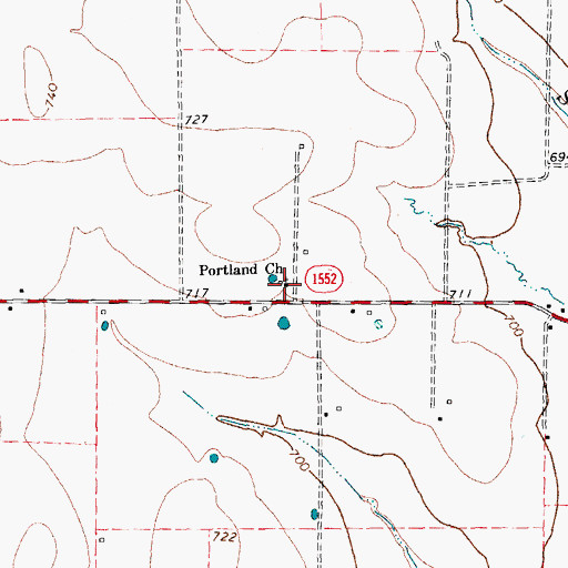 Topographic Map of Portland Church, TX