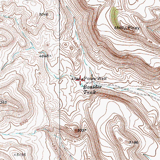 Topographic Map of Posey Well, TX
