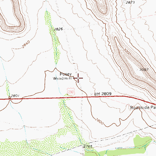 Topographic Map of Posey Windmill, TX
