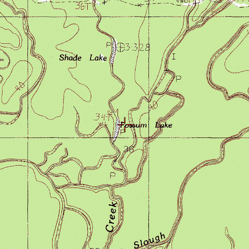 Topographic Map of Possum Lake, TX