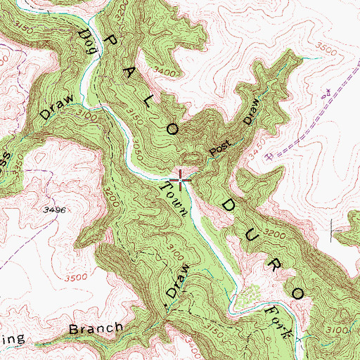 Topographic Map of Post Draw, TX