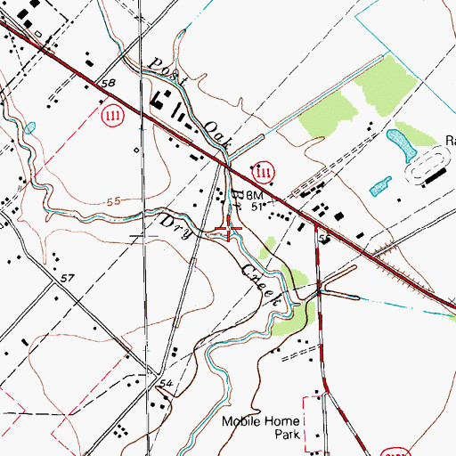 Topographic Map of Post Oak Branch, TX