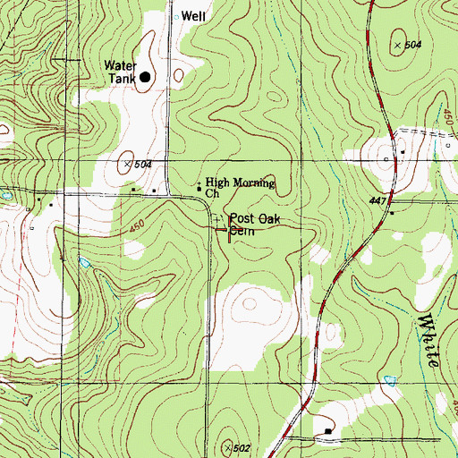 Topographic Map of Post Oak Cemetery, TX