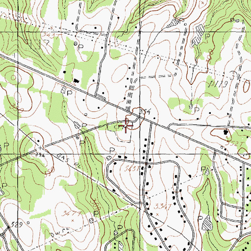 Topographic Map of Post Oak Cemetery, TX