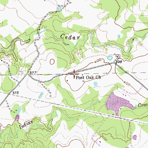 Topographic Map of Post Oak Church, TX