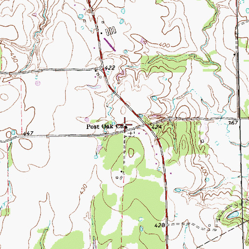 Topographic Map of Post Oak Church, TX