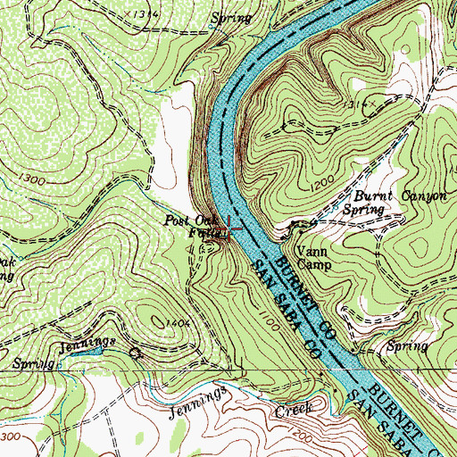 Topographic Map of Post Oak Creek, TX