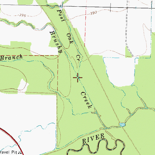 Topographic Map of Post Oak Creek, TX