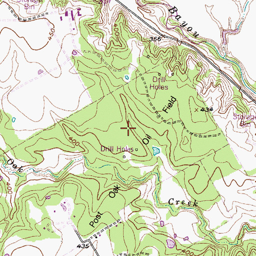 Topographic Map of Post Oak Oil Field, TX