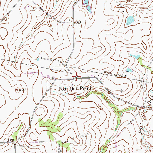 Topographic Map of Post Oak Point, TX