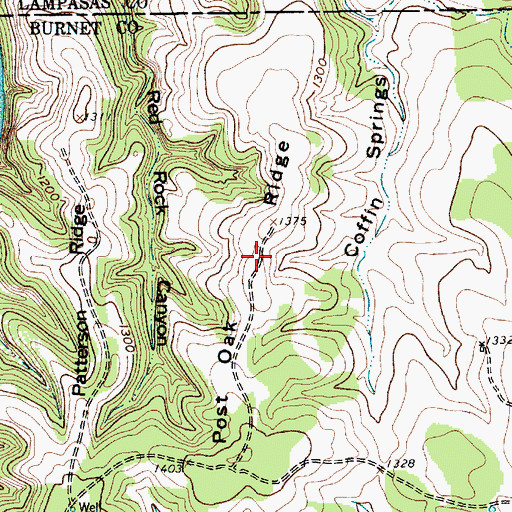 Topographic Map of Post Oak Ridge, TX