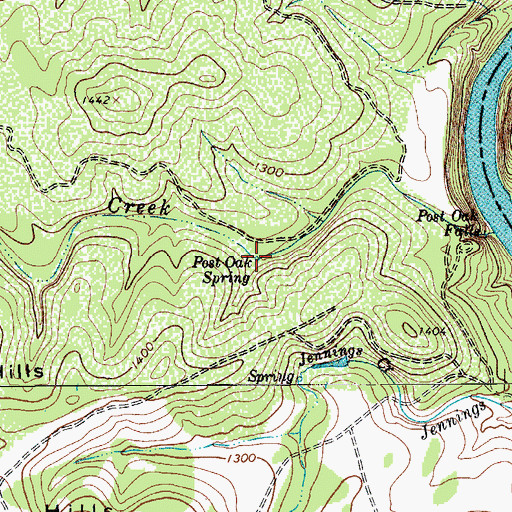 Topographic Map of Post Oak Spring, TX