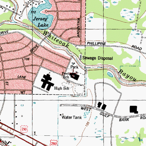 Topographic Map of Post School, TX