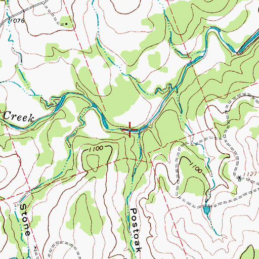 Topographic Map of Postoak Hollow, TX