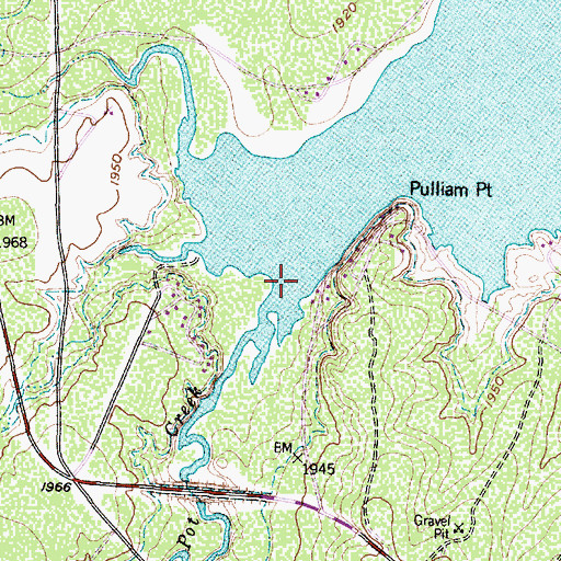 Topographic Map of Pot Creek, TX