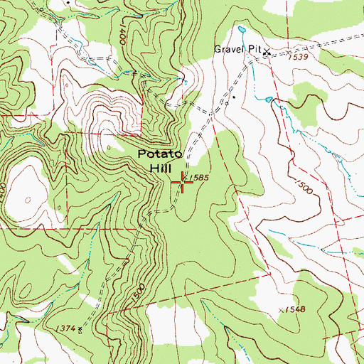 Topographic Map of Potato Hill, TX