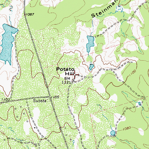Topographic Map of Potato Hill, TX