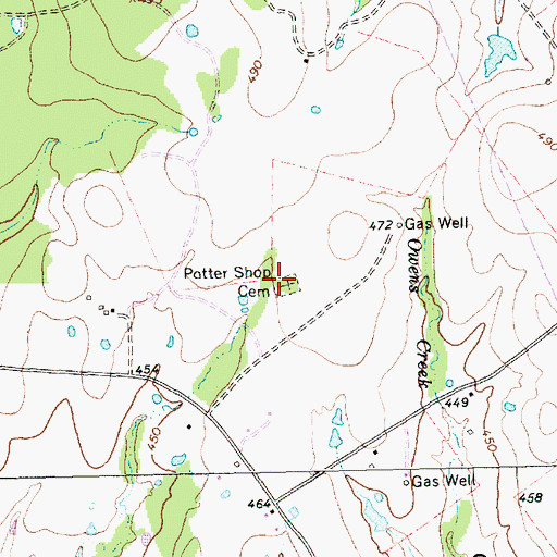 Topographic Map of Potter Shop Cemetery, TX