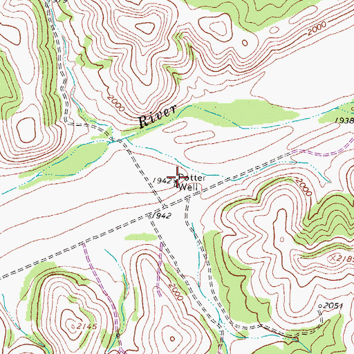 Topographic Map of Potter Well, TX