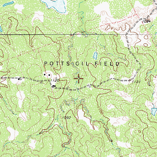 Topographic Map of Potts Oil Field, TX