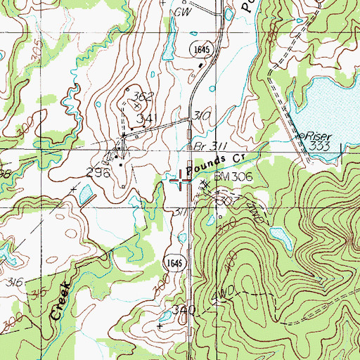 Topographic Map of Pounds Creek, TX
