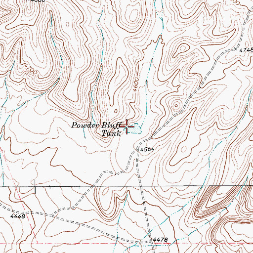 Topographic Map of Powder Bluff Tank, TX