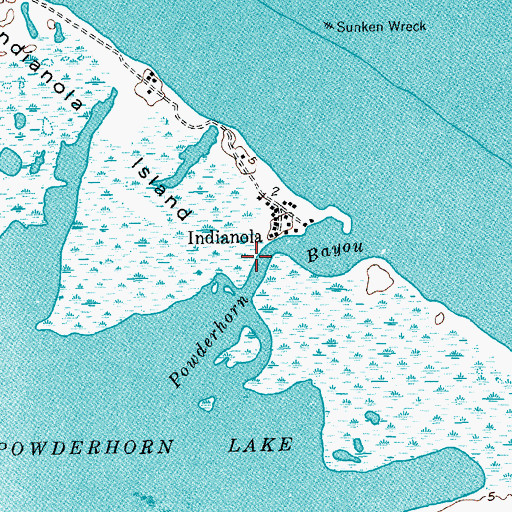 Topographic Map of Powderhorn Bayou, TX