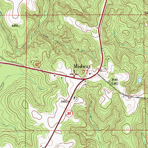 Topographic Map of Midway School (historical), AL